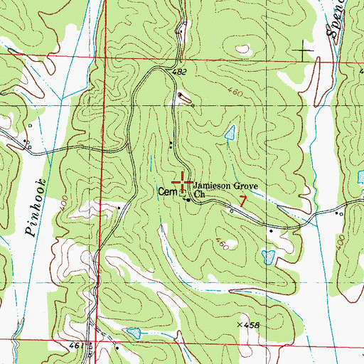 Topographic Map of Jamieson Grove Church, MS
