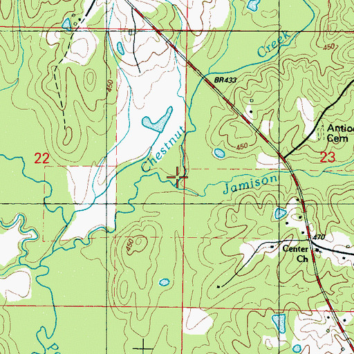Topographic Map of Jamison Branch, MS