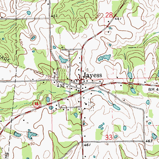 Topographic Map of Jayess, MS