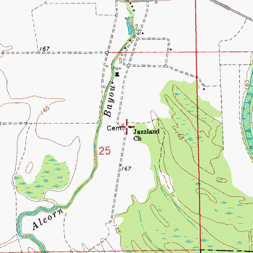 Topographic Map of Jazzland Church, MS
