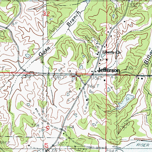 Topographic Map of Jefferson, MS
