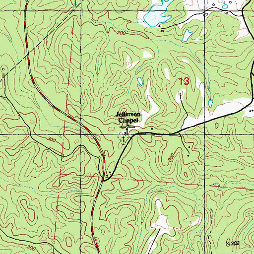 Topographic Map of Jefferson Chapel, MS