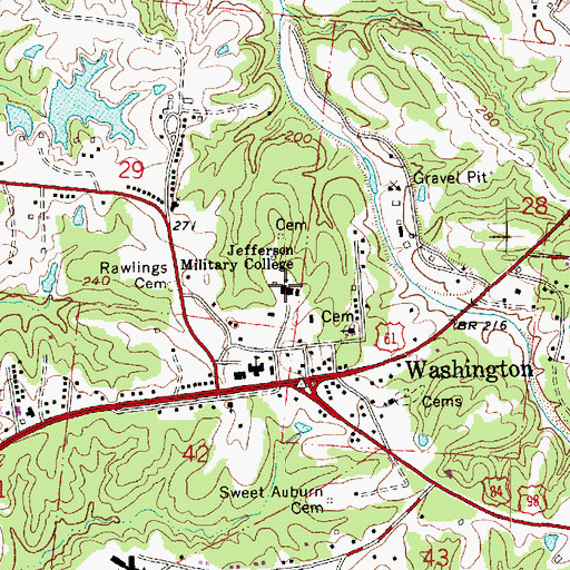 Topographic Map of Jefferson Military College, MS