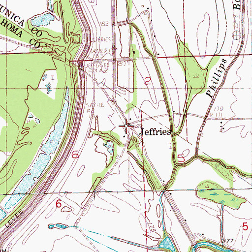 Topographic Map of Jeffries, MS