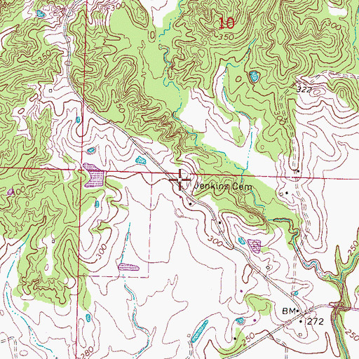 Topographic Map of Jenkins Cemetery, MS