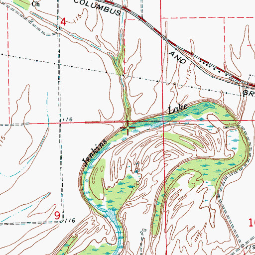 Topographic Map of Jenkins Lake, MS