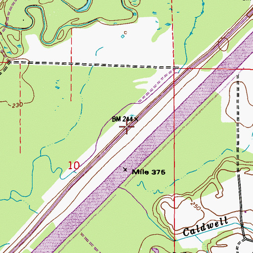 Topographic Map of Jericho Creek, MS