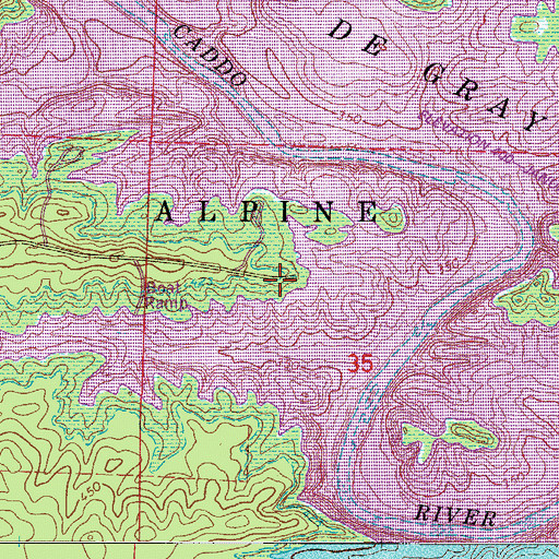 Topographic Map of Alpine Ridge Recreation Area, AR