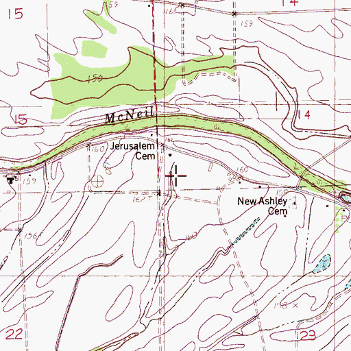 Topographic Map of Jerusalem Cemetery, MS