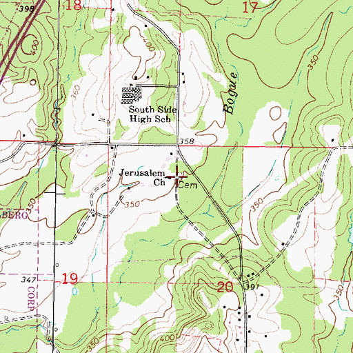 Topographic Map of Jerusalem Church, MS