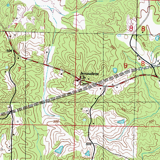 Topographic Map of Jerusalem Baptist Church, MS