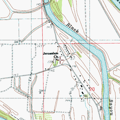 Topographic Map of Jerusalem Church, MS