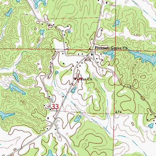 Topographic Map of Jesus Church, MS