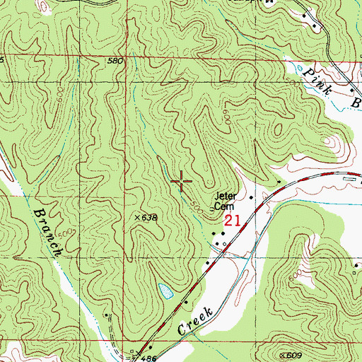 Topographic Map of Jeter Cemetery, MS