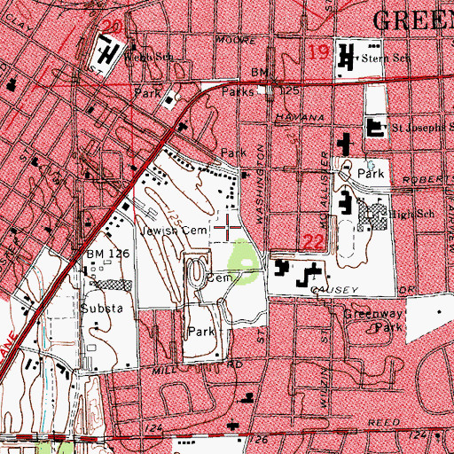 Topographic Map of Jewish Cemetery, MS