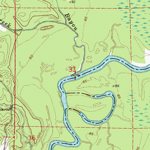 Topographic Map of Jim Bayou, MS