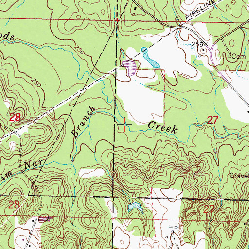 Topographic Map of Jim Nar Branch, MS