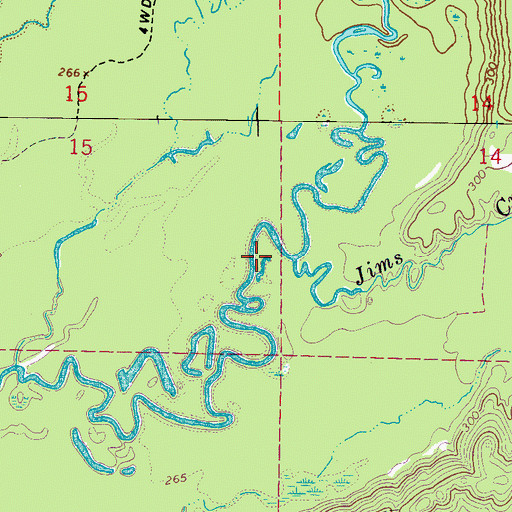 Topographic Map of Jims Creek, MS