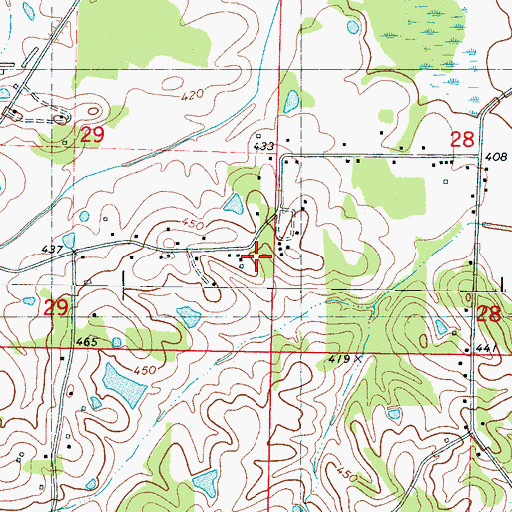 Topographic Map of Jobes Lake, MS