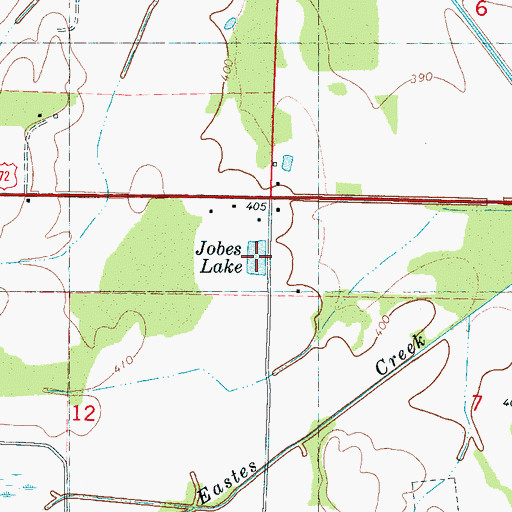 Topographic Map of Jobes Lake, MS
