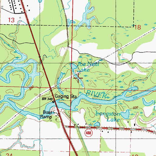 Topographic Map of Joe Neal Lake, MS