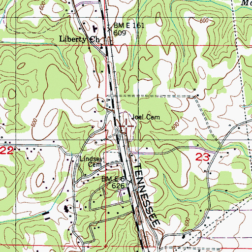 Topographic Map of Joel Cemetery, MS