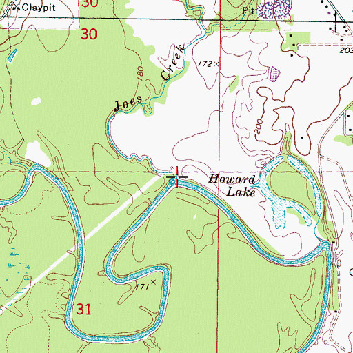 Topographic Map of Joes Creek, MS