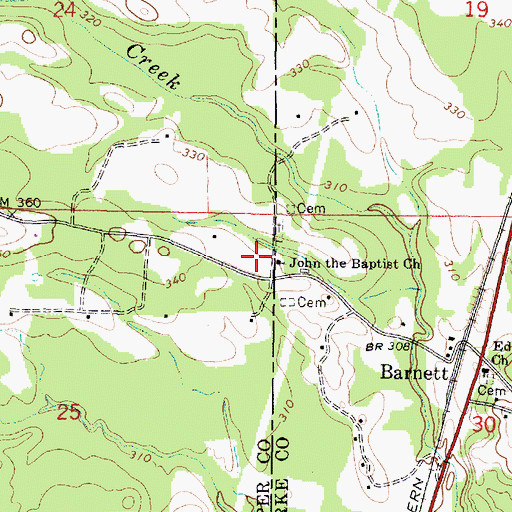 Topographic Map of John the Baptist Church, MS