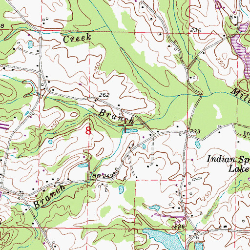 Topographic Map of John Bush Branch, MS