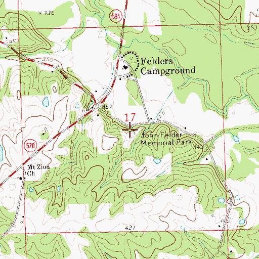 Topographic Map of John Felder Memorial Park, MS