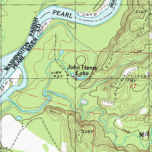 Topographic Map of John Henry Lake, MS