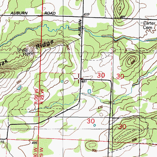 Topographic Map of Auburn (historical), AR