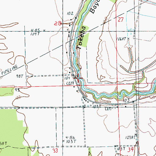 Topographic Map of John Roberson Cemetery, MS