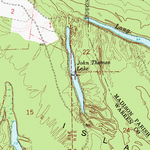 Topographic Map of John Thomas Lake, MS