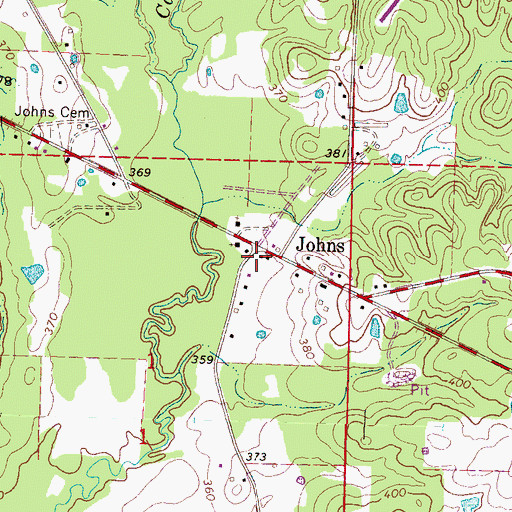 Topographic Map of Johns, MS