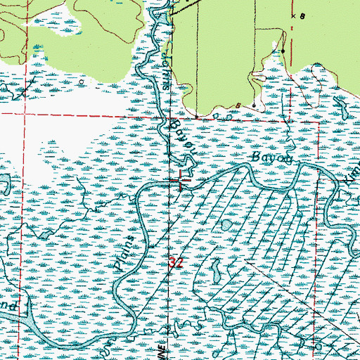 Topographic Map of Johns Bayou, MS