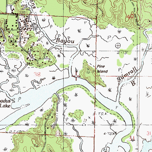 Topographic Map of Johns Bayou, MS