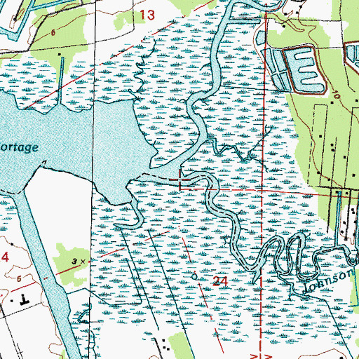 Topographic Map of Johnson Bayou, MS