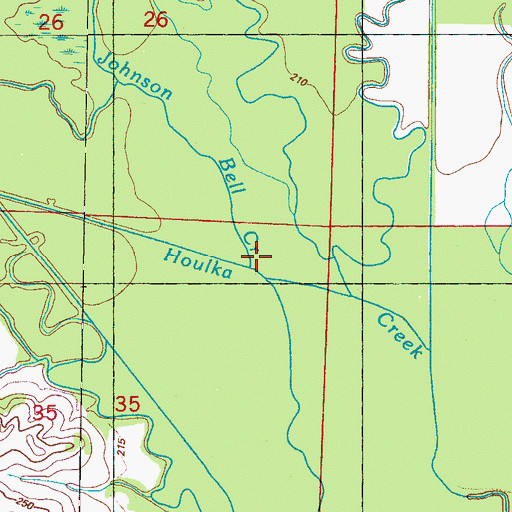 Topographic Map of Johnson Bell Creek, MS