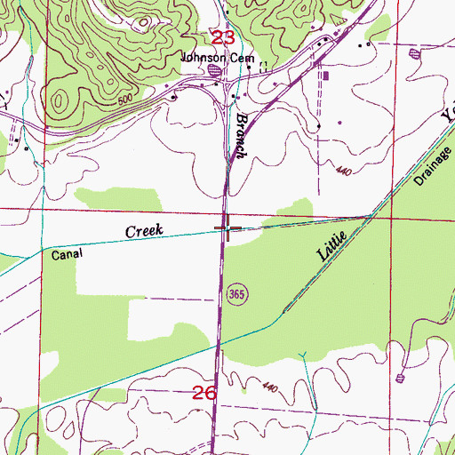 Topographic Map of Johnson Branch, MS