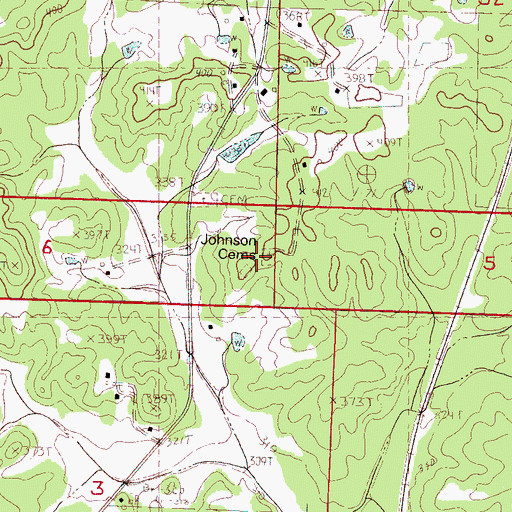 Topographic Map of Johnson Cemeteries, MS