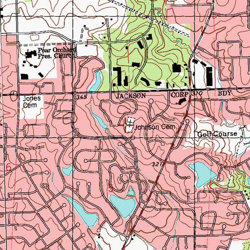 Topographic Map of Johnson Cemetery, MS
