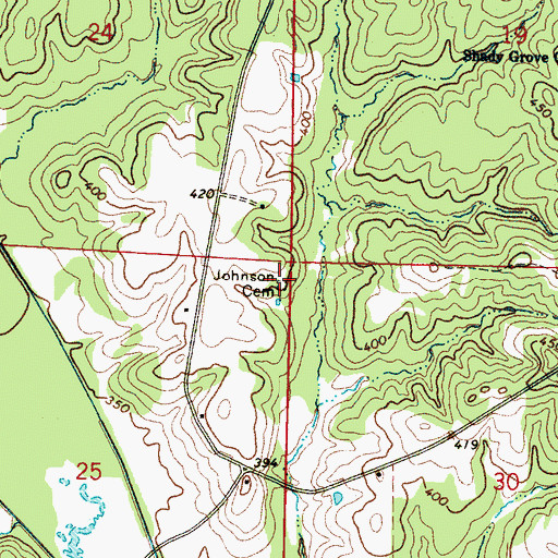 Topographic Map of Johnson Cemetery, MS