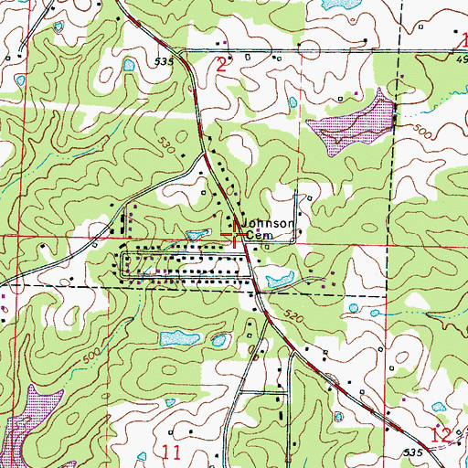 Topographic Map of Johnson Cemetery, MS