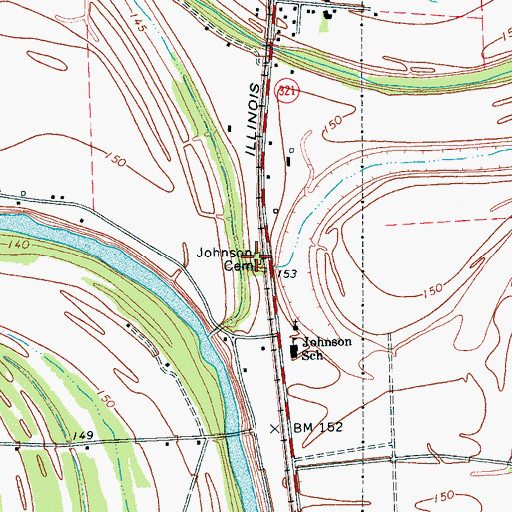 Topographic Map of Johnson Cemetery, MS