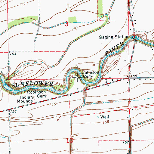 Topographic Map of Johnson Cemetery, MS