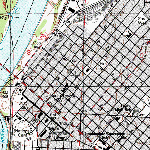 Topographic Map of Belle Grove Historic District, AR