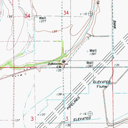 Topographic Map of Johnson Chapel, MS
