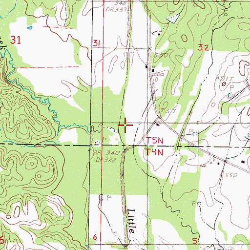 Topographic Map of Johnson Creek, MS