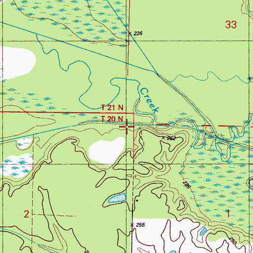 Topographic Map of Johnson Creek, MS